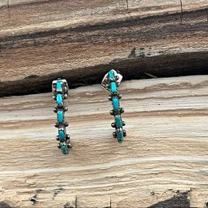 Vintage Native American Sterling Silver Turquoise Earrings